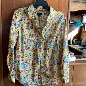 Talbots Long Sleeve Womens Blouse Flowers